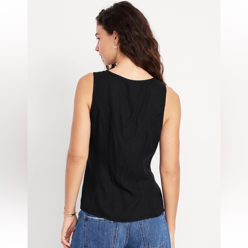 NWT Old Navy Button-Down Crepe Swing Top, Size Large, Black Jack - Picture 2 of 5
